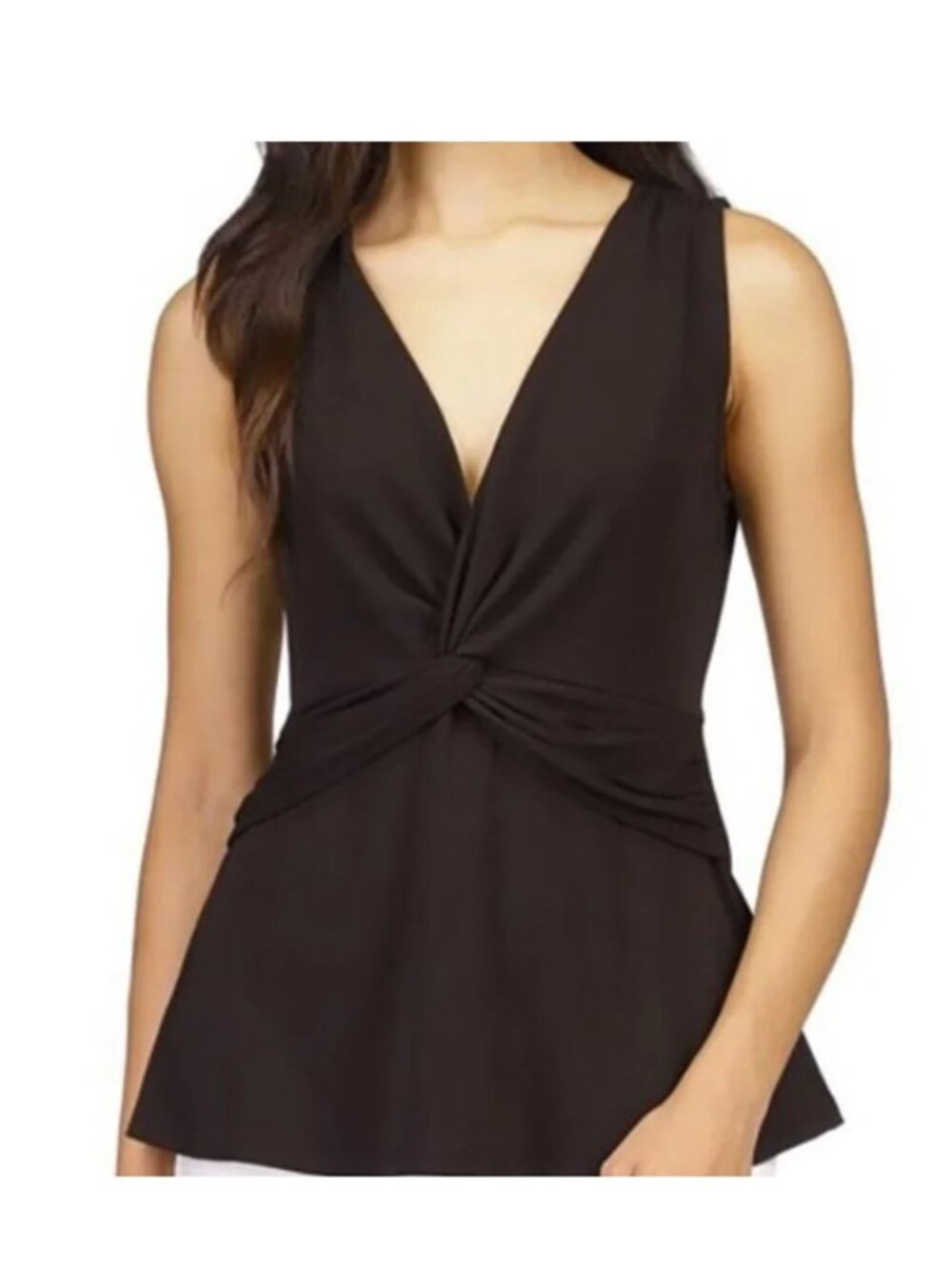 🆕 Michael Kors Women's Twist-Front Sleeveless Baby-Doll Top-Black